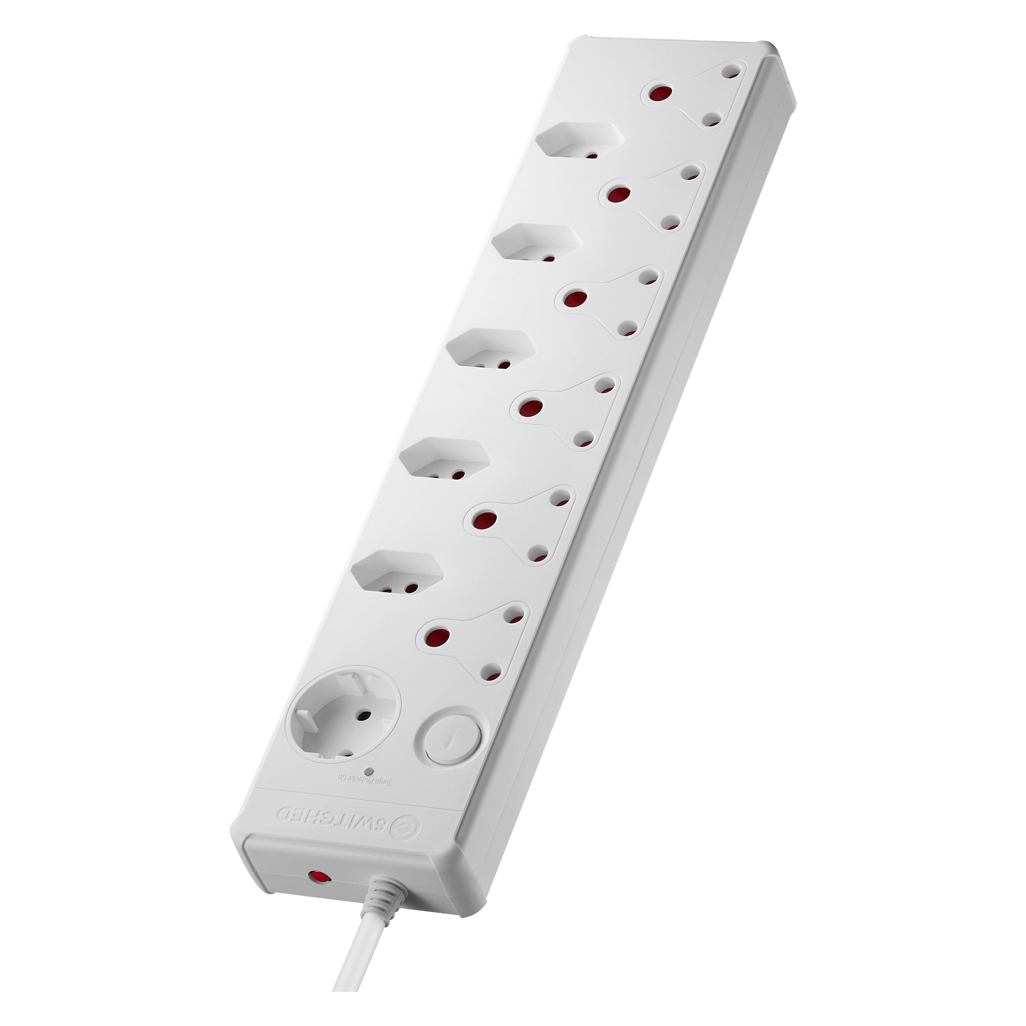 SWITCHED 12-way High Surge Multiplug 0.5m - White