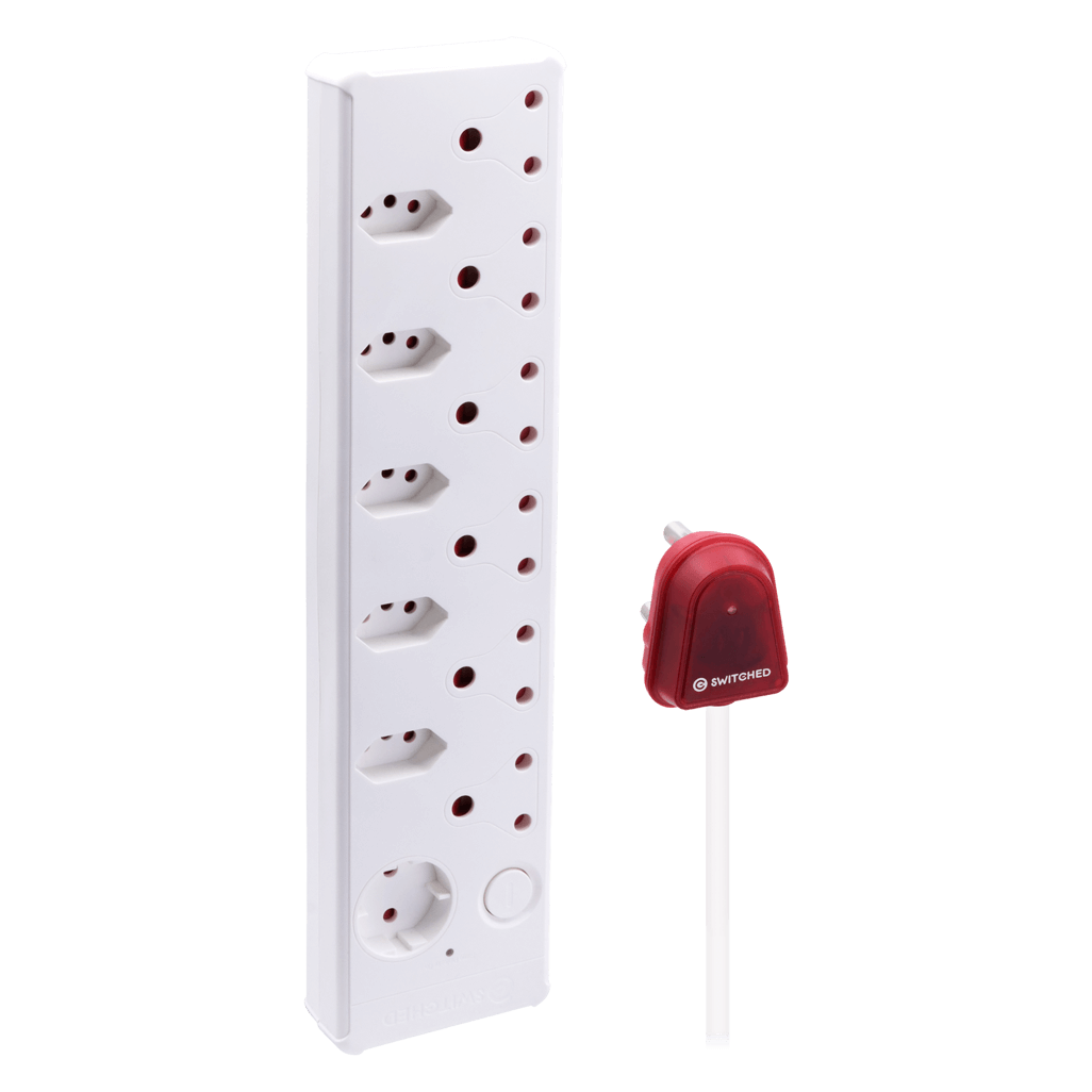 SWITCHED 12-way High Surge Multiplug 0.5m - White