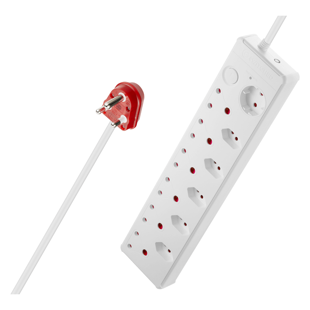 SWITCHED 12-way High Surge Multiplug 0.5m - White