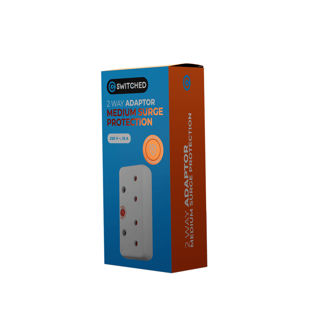 SWITCHED 3 Pin to 2 x 16 Socket Adaptor 16A Surge