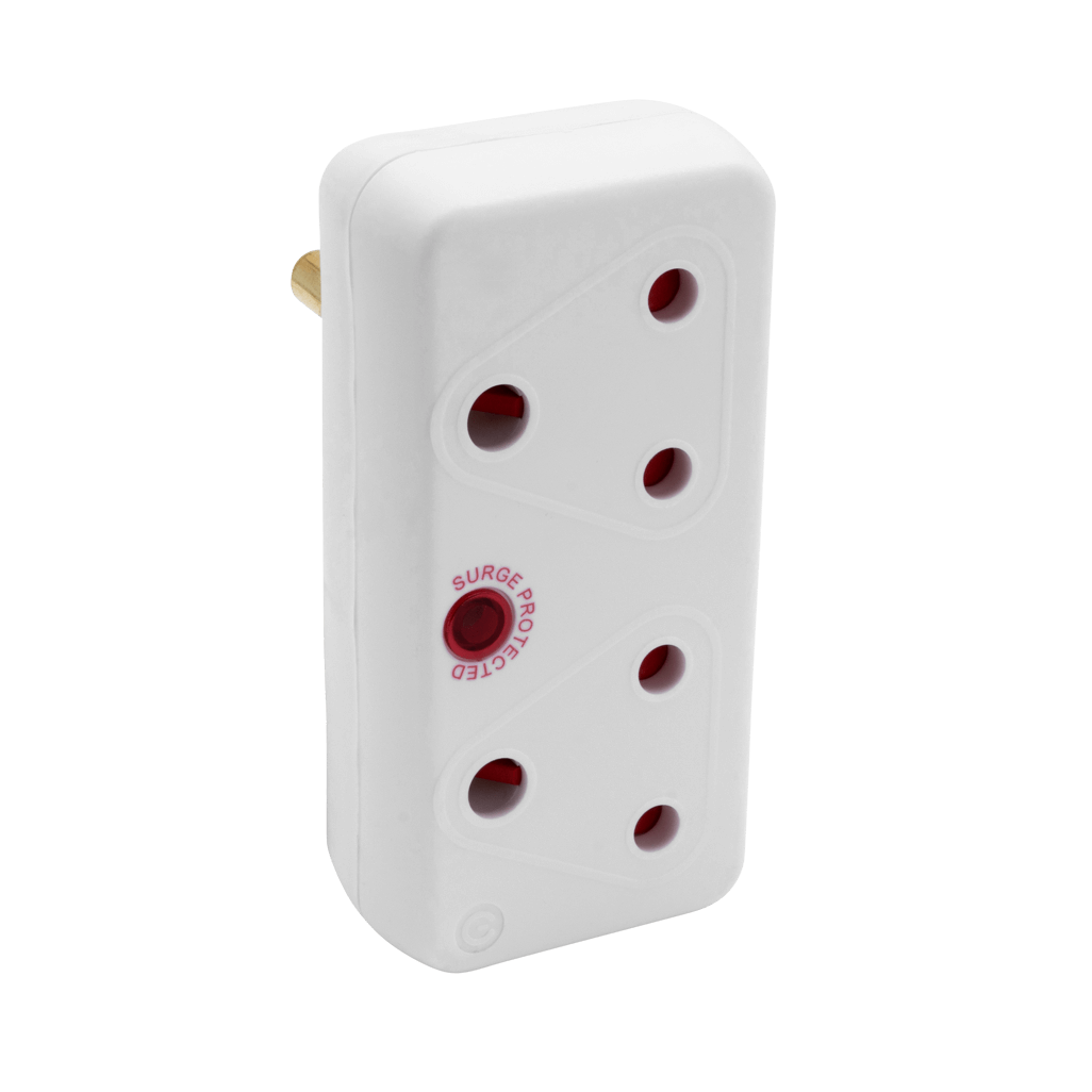 SWITCHED 3 Pin to 2 x 16 Socket Adaptor 16A Surge