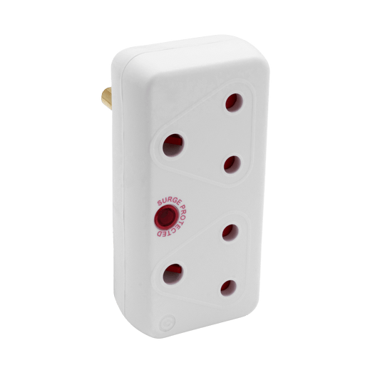 SWITCHED 3 Pin to 2 x 16 Socket Adaptor 16A Surge