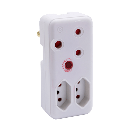 SWITCHED 3 Way Medium Surge adaptor - White