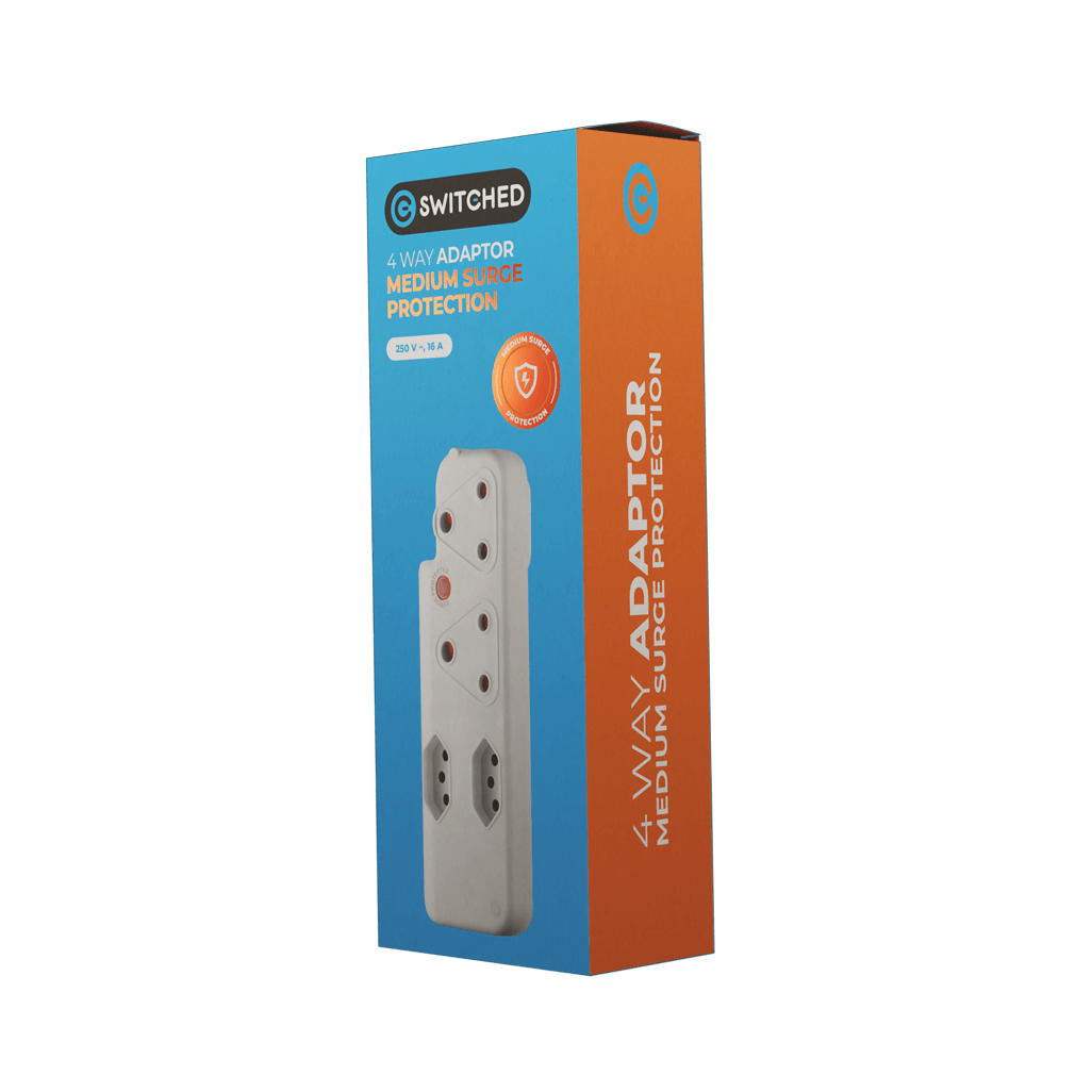 SWITCHED 4 Way Medium Surge adaptor - White