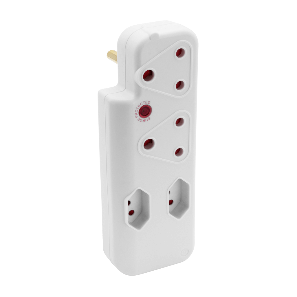 SWITCHED 4 Way Medium Surge adaptor - White