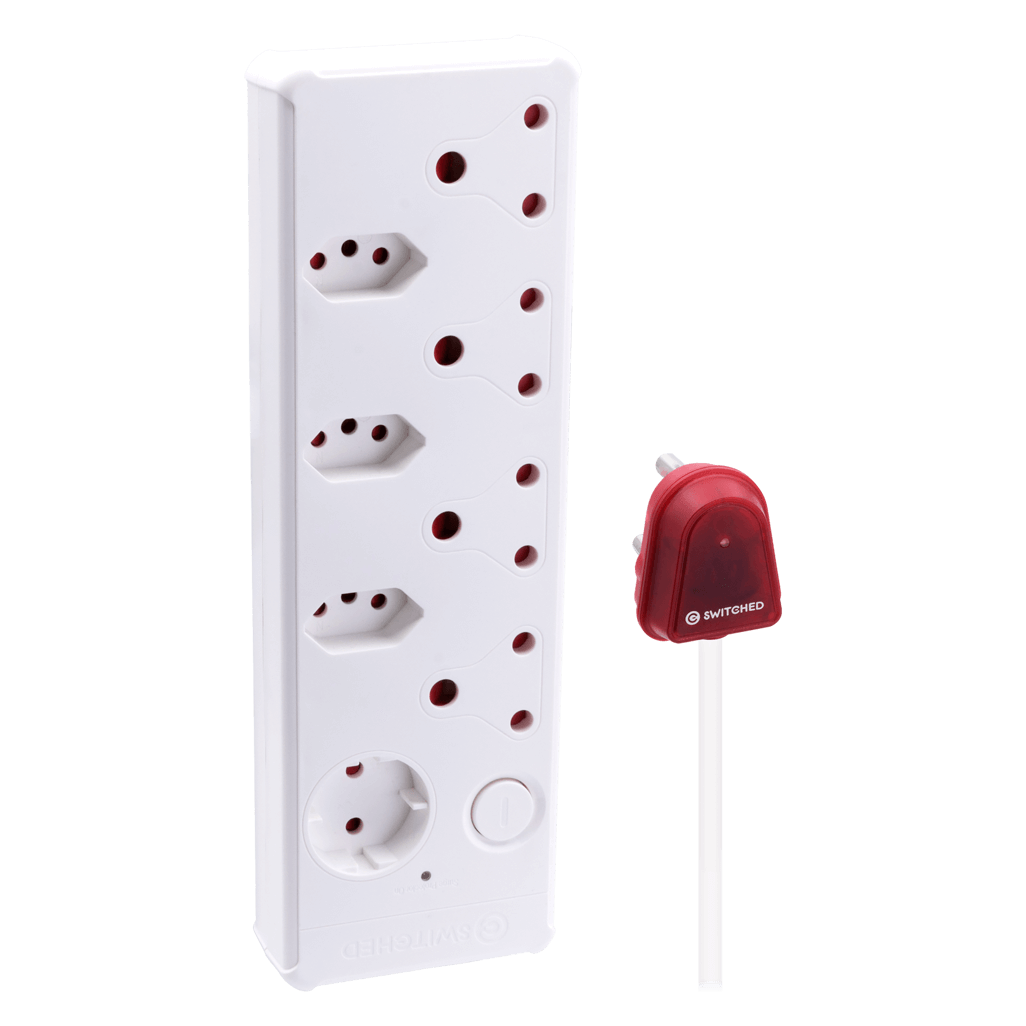 SWITCHED 8-way High Surge Multiplug 0.5m - White