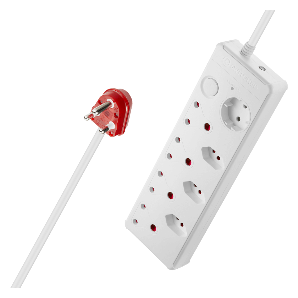 SWITCHED 8-way High Surge Multiplug 0.5m - White