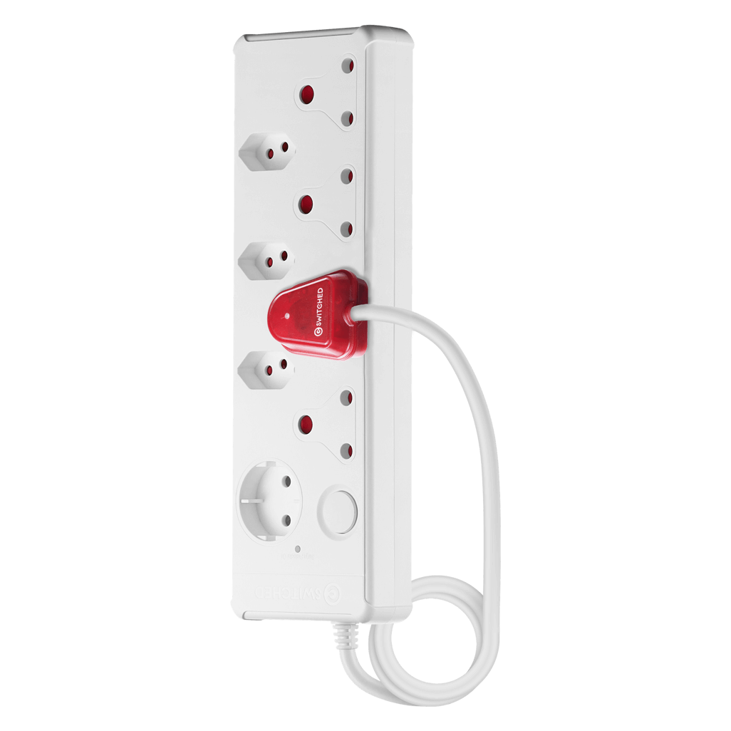 SWITCHED 8-way High Surge Multiplug 0.5m - White