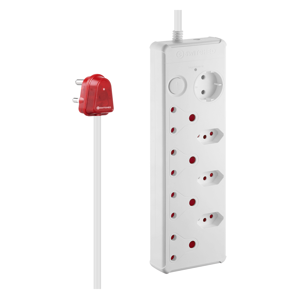 SWITCHED 8-way High Surge Multiplug 0.5m - White