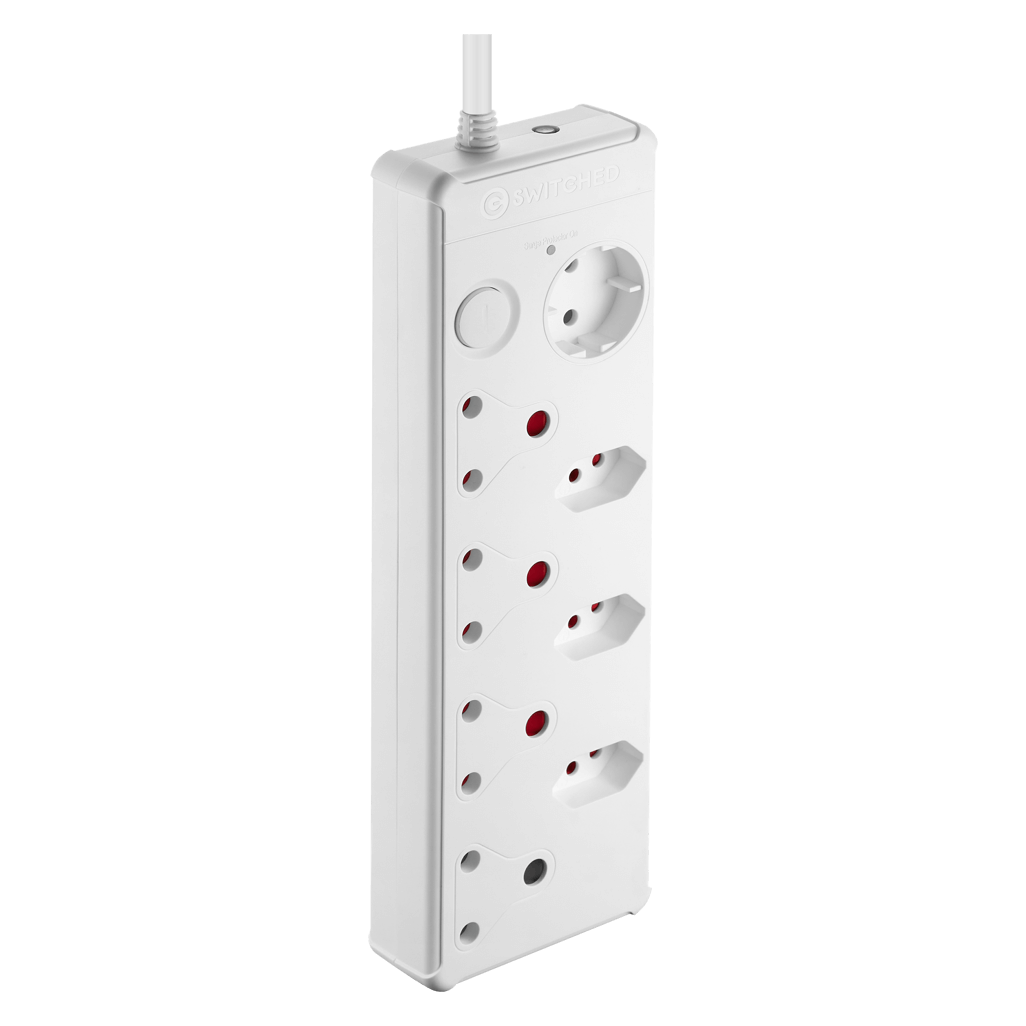 SWITCHED 8-way High Surge Multiplug 0.5m - White