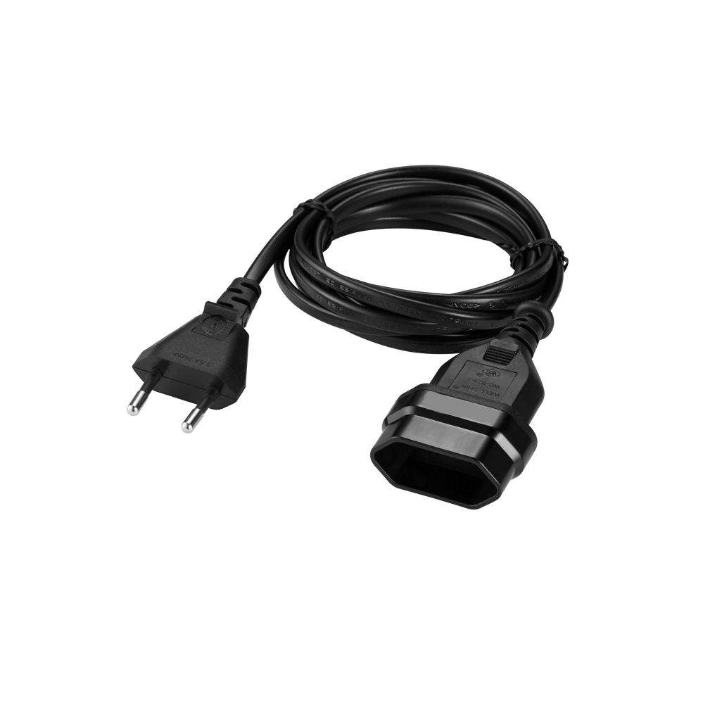 SWITCHED Easy Cable Extender 2Pin Euro to 2Pin Euro Socket 2M - Black