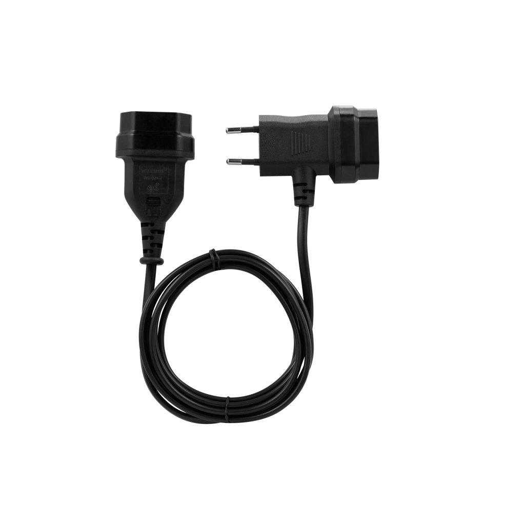 SWITCHED Easy Cable Extender 2Pin Euro to T Shape AC 2Pin Euro Socket 2M - Black