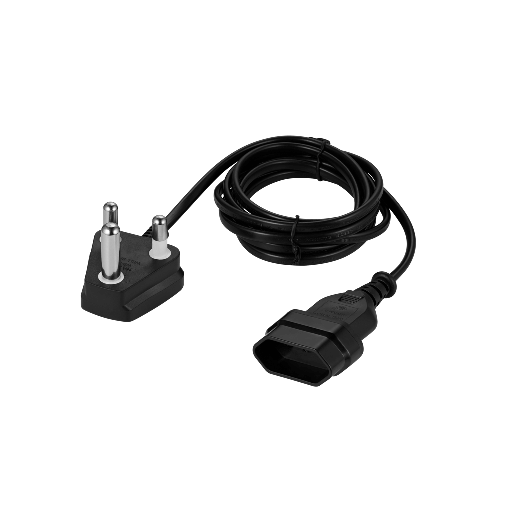 SWITCHED Easy Cable Extender SA 3Pin to 2Pin Euro Socket 2M - Black