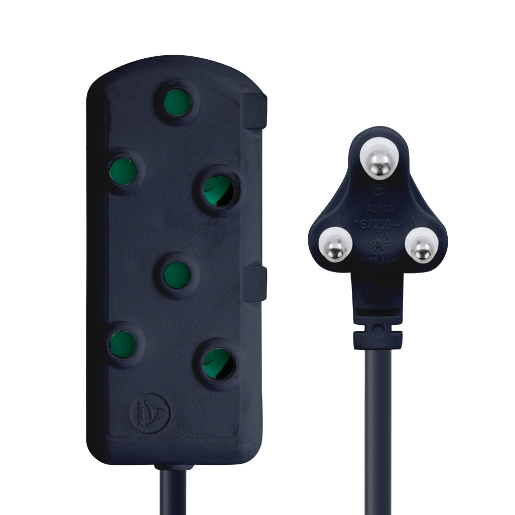 SWITCHED Heavy DUTY Side By Side(SBS) EXTENSION LEADS 5M - Black