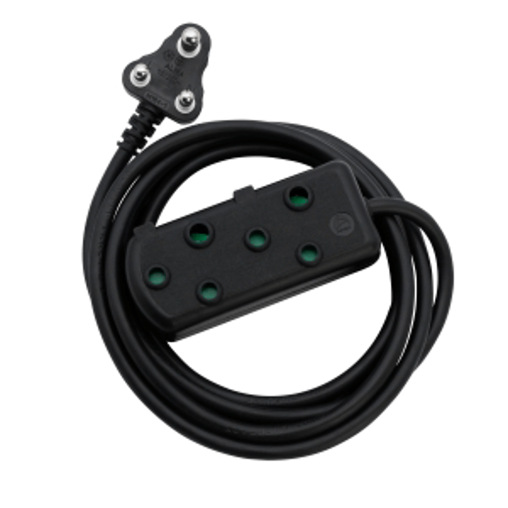 SWITCHED Heavy DUTY Side By Side(SBS) EXTENSION LEADS 5M - Black