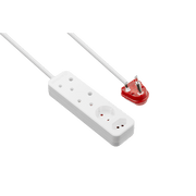 SWITCHED High Surge 4 Way Multiplug 0.5M 1140J with white body and red plug for safe power connection.