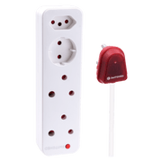 SWITCHED High Surge 4 Way Multiplug 3M 1140J with red switch, ideal for protecting multiple devices.