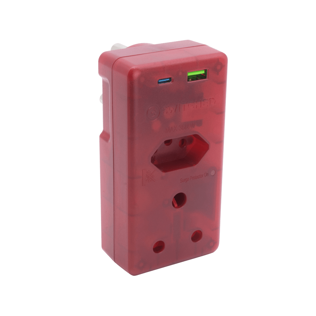 SWITCHED High Surge Multi Adaptor with USB + Type C PD20W