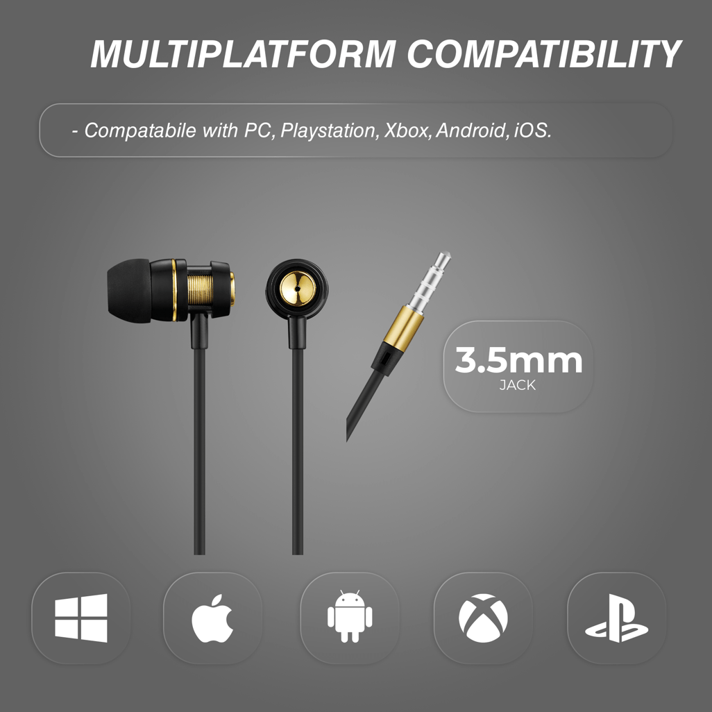Volkano Alloy series metal earphone - Gold