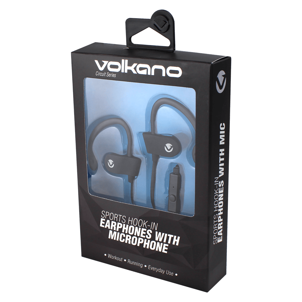 Volkano Circuit Series sports hook-in earphones with mic