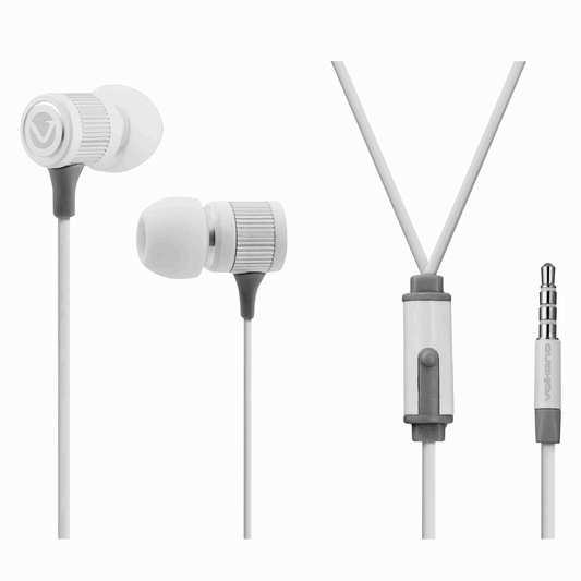 Volkano Earphones with Mic -METALLIC SERIES - White