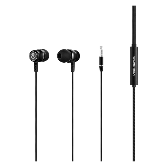 Volkano Earphones with Mic - STANNIC SERIES - Black