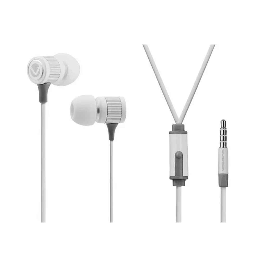 Volkano Earphones with Mic - STANNIC SERIES - White