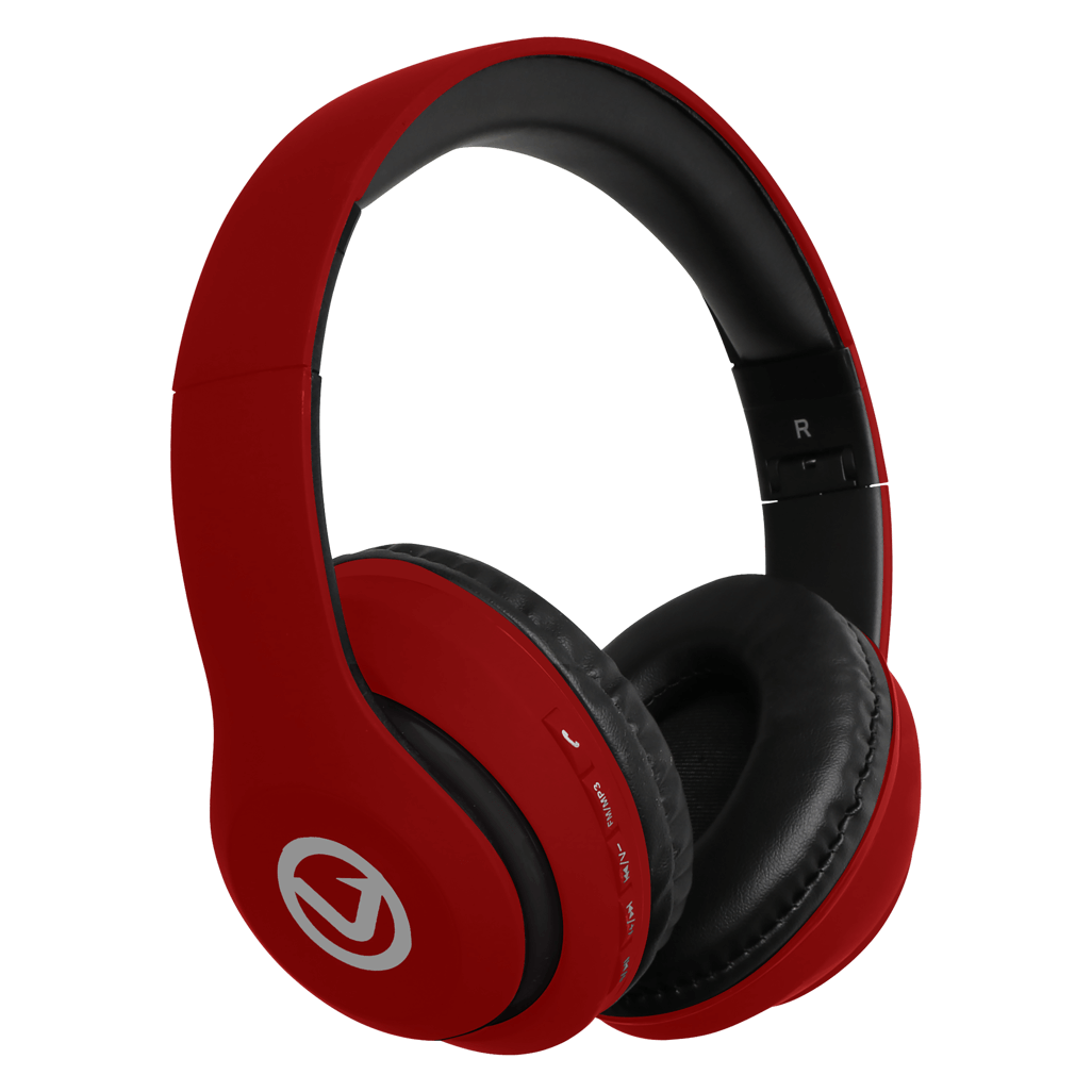 Volkano Impulse Series Bluetooth Headphones in vibrant red, delivering an organic and superior audio experience.