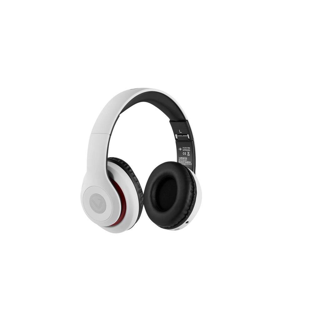 Volkano Impulse Series Bluetooth Headphones in white, showcasing comfort and organic design.