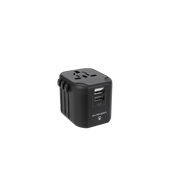 Volkano International Series Travel Adapter with USB ports, compact design for global travel.