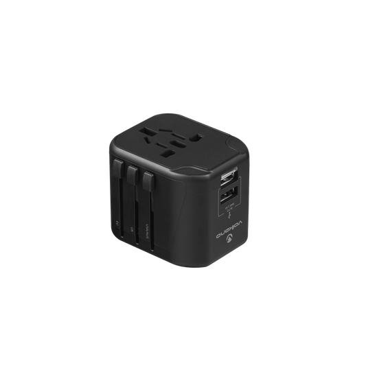 Volkano International Series Travel Adapter with multiple sockets and USB ports for global travel.