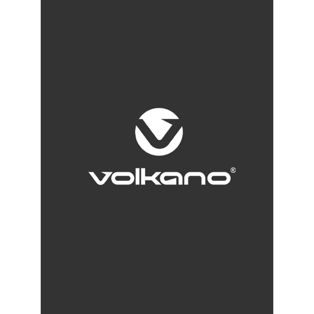 Volkano logo on a black background, representing the brand's innovative audio products.