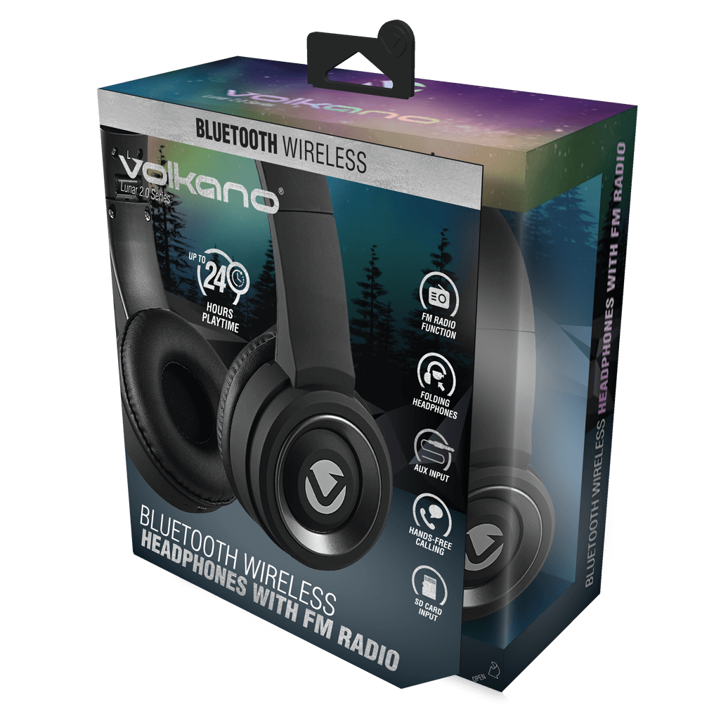 Volkano Lunar 2.0 Series Bluetooth headphones - BlackSilver