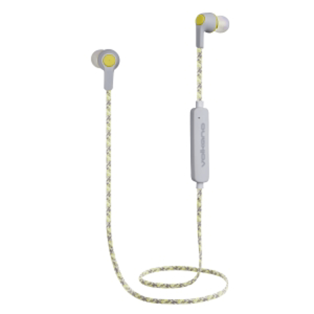 Experience the Volkano Moda Nylon Bluetooth Earphones - stylish, comfortable, and includes a handy carry case!