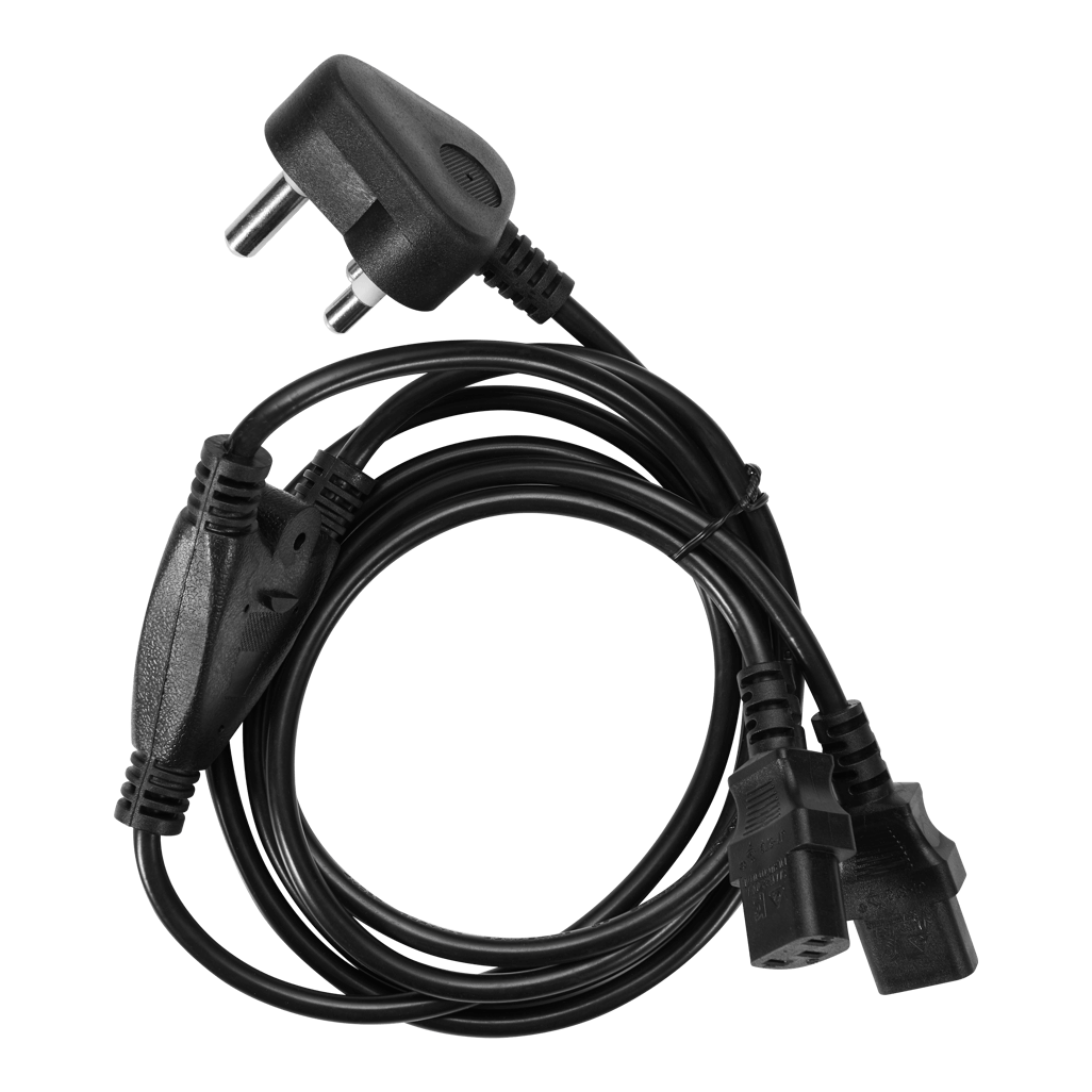 Volkano Presto series Double 3 pin IEC Power Cable 1.8m 10A - black