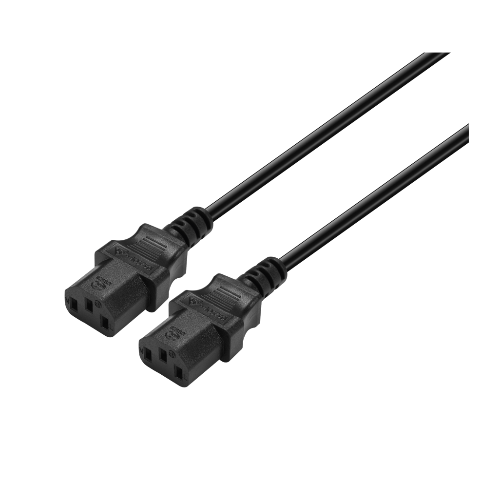Volkano Presto series Double 3 pin IEC Power Cable 1.8m 10A - black