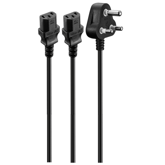 Volkano Presto series Double 3 pin IEC Power Cable 1.8m 10A - black