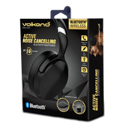 VolkanoX Silenco series Bluetooth headphones packaging showcasing active noise cancelling feature in black.
