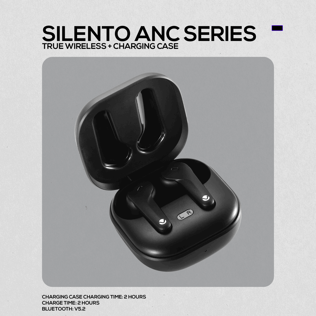 Volkano Silento ANC Series True Wireless + Charging Case - Black