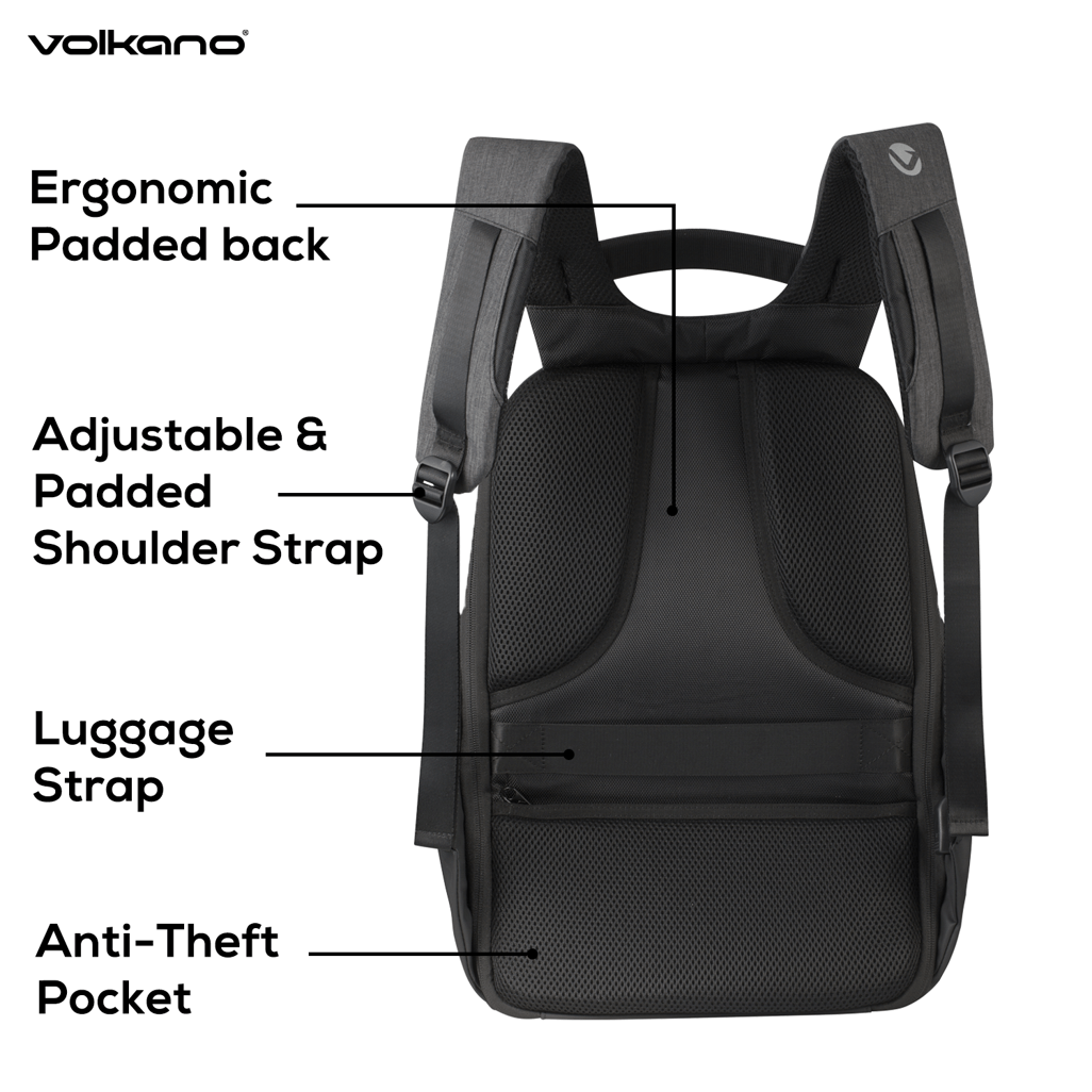 Volkano Smart Deux Laptop Backpack Black/Charcoal.