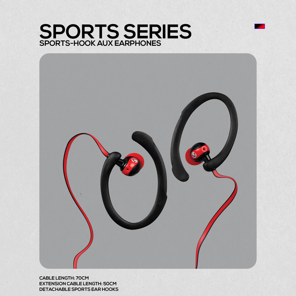 Volkano Sports Earphones BlackRed