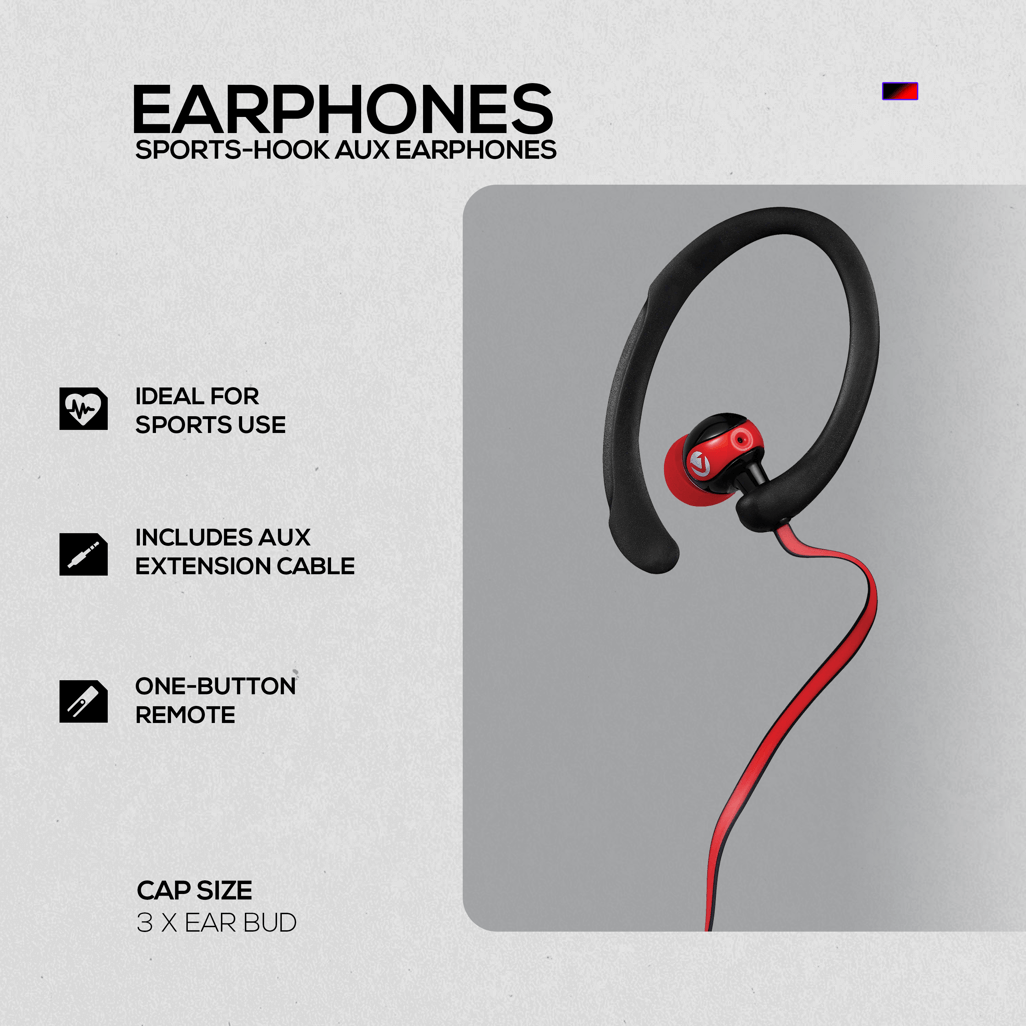 Volkano Sports Earphones BlackRed