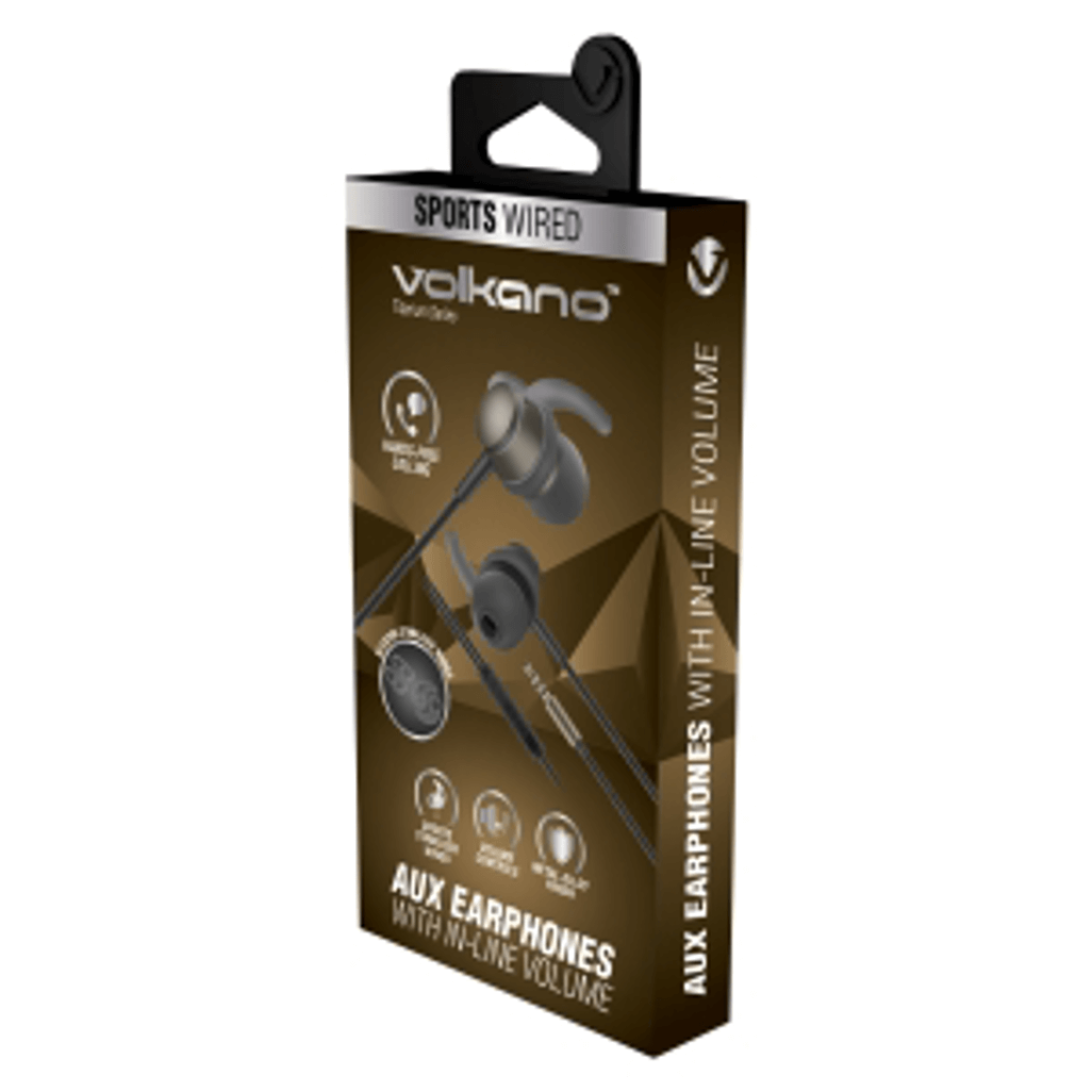 Volkano Titanium Series AUX Earphone - Gun Metal