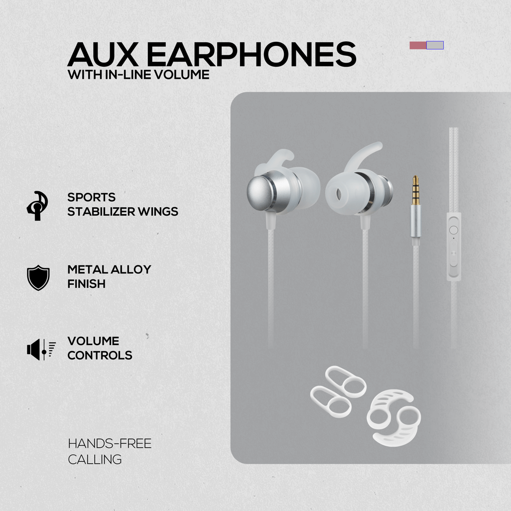 Volkano Titanium Series AUX Earphone - Silver