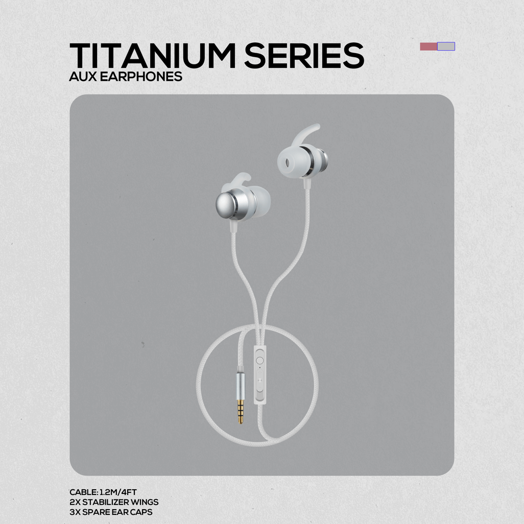 Volkano Titanium Series AUX Earphone - Silver