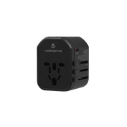 Volkano Worldwide Series Travel Adapter PD 25W with Quick Charge ports, compact and versatile for global travel.