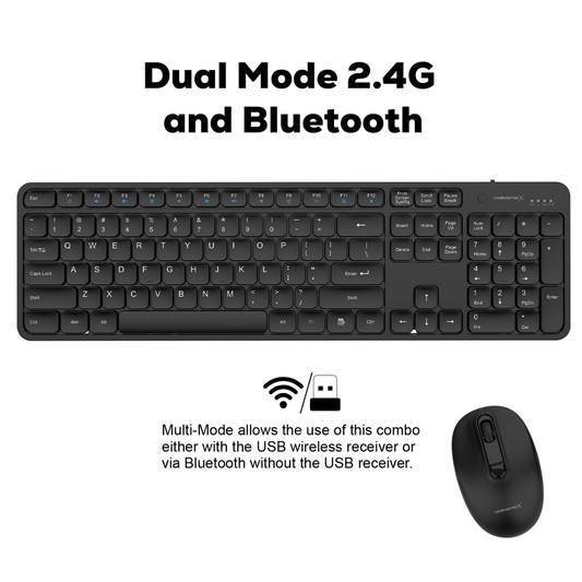VolkanoX Garnet Bluetooth Wireless Keyboard and Mouse combo - Black