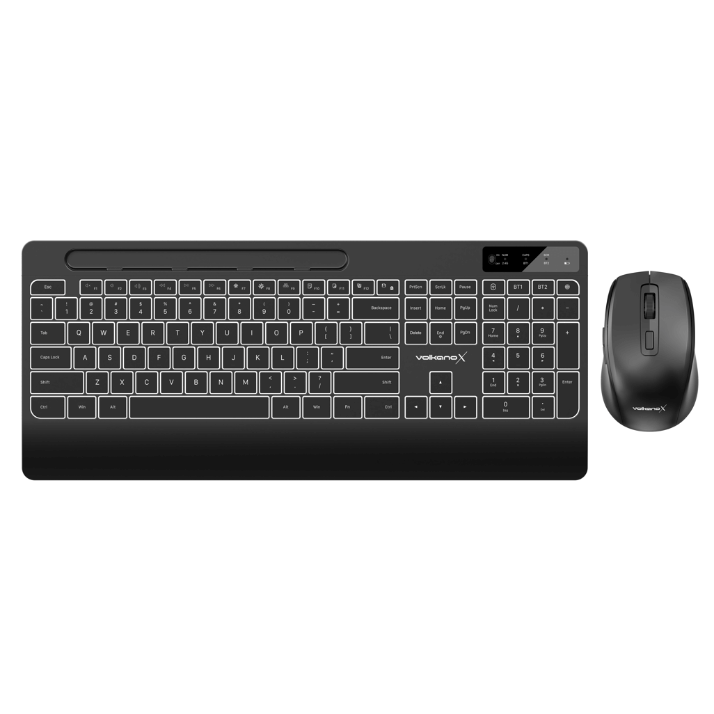 VolkanoX Gem Bluetooth Wireless Keyboard and Mouse combo - Black