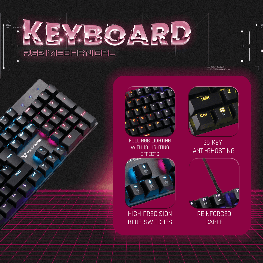 VX Demeter series Mechanical Keyboard with full RGB Lighting
