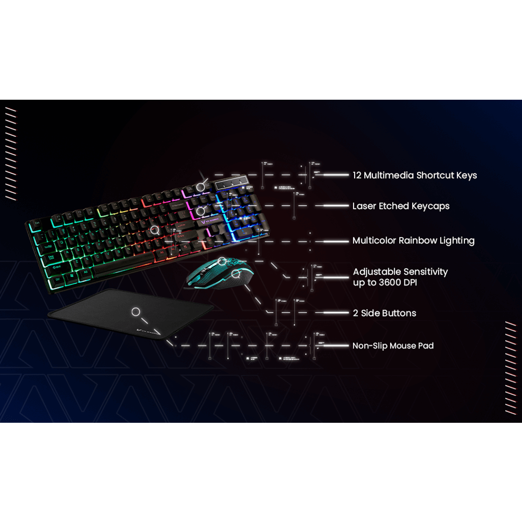 VX Gaming Artemis series 3-in-1 Combo KB, Mouse, Mousepad